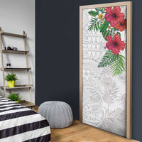 Hawaiian Tropical Plants Door Cover Kakau Tattoo and Polynesian Pattern Half White Color LT03 - Polynesian Pride