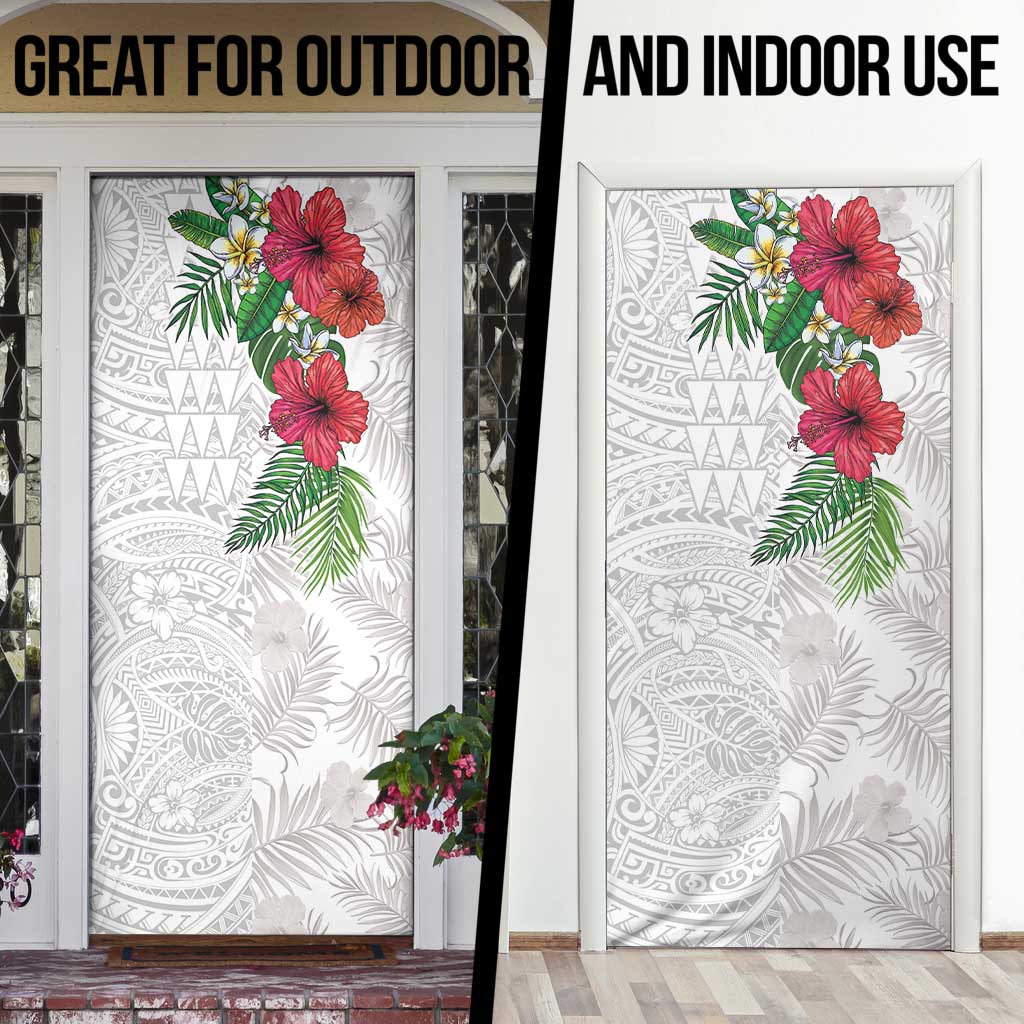 Hawaiian Tropical Plants Door Cover Kakau Tattoo and Polynesian Pattern Half White Color LT03 - Polynesian Pride