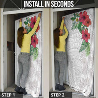 Hawaiian Tropical Plants Door Cover Kakau Tattoo and Polynesian Pattern Half White Color LT03 - Polynesian Pride