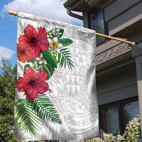 Hawaiian Tropical Plants Garden Flag Kakau Tattoo and Polynesian Pattern Half White Color LT03 - Polynesian Pride