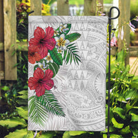 Hawaiian Tropical Plants Garden Flag Kakau Tattoo and Polynesian Pattern Half White Color LT03 Garden Flag White - Polynesian Pride