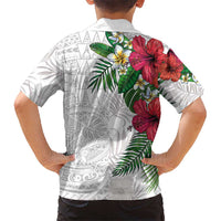 Hawaiian Tropical Plants Hawaiian Shirt Kakau Tattoo and Polynesian Pattern Half White Color LT03 - Polynesian Pride