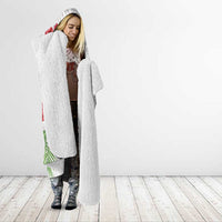 Hawaiian Tropical Plants Hooded Blanket Kakau Tattoo and Polynesian Pattern Half White Color