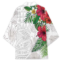 Hawaiian Tropical Plants Kimono Kakau Tattoo and Polynesian Pattern Half White Color LT03 - Polynesian Pride