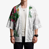 Hawaiian Tropical Plants Kimono Kakau Tattoo and Polynesian Pattern Half White Color LT03 - Polynesian Pride