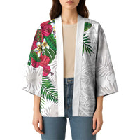 Hawaiian Tropical Plants Kimono Kakau Tattoo and Polynesian Pattern Half White Color LT03 - Polynesian Pride