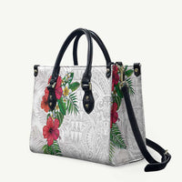 Hawaiian Tropical Plants Leather Bag Kakau Tattoo and Polynesian Pattern Half White Color LT03 White - Polynesian Pride