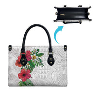 Hawaiian Tropical Plants Leather Bag Kakau Tattoo and Polynesian Pattern Half White Color LT03 - Polynesian Pride