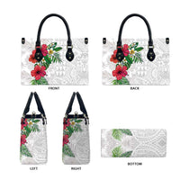 Hawaiian Tropical Plants Leather Bag Kakau Tattoo and Polynesian Pattern Half White Color LT03 - Polynesian Pride