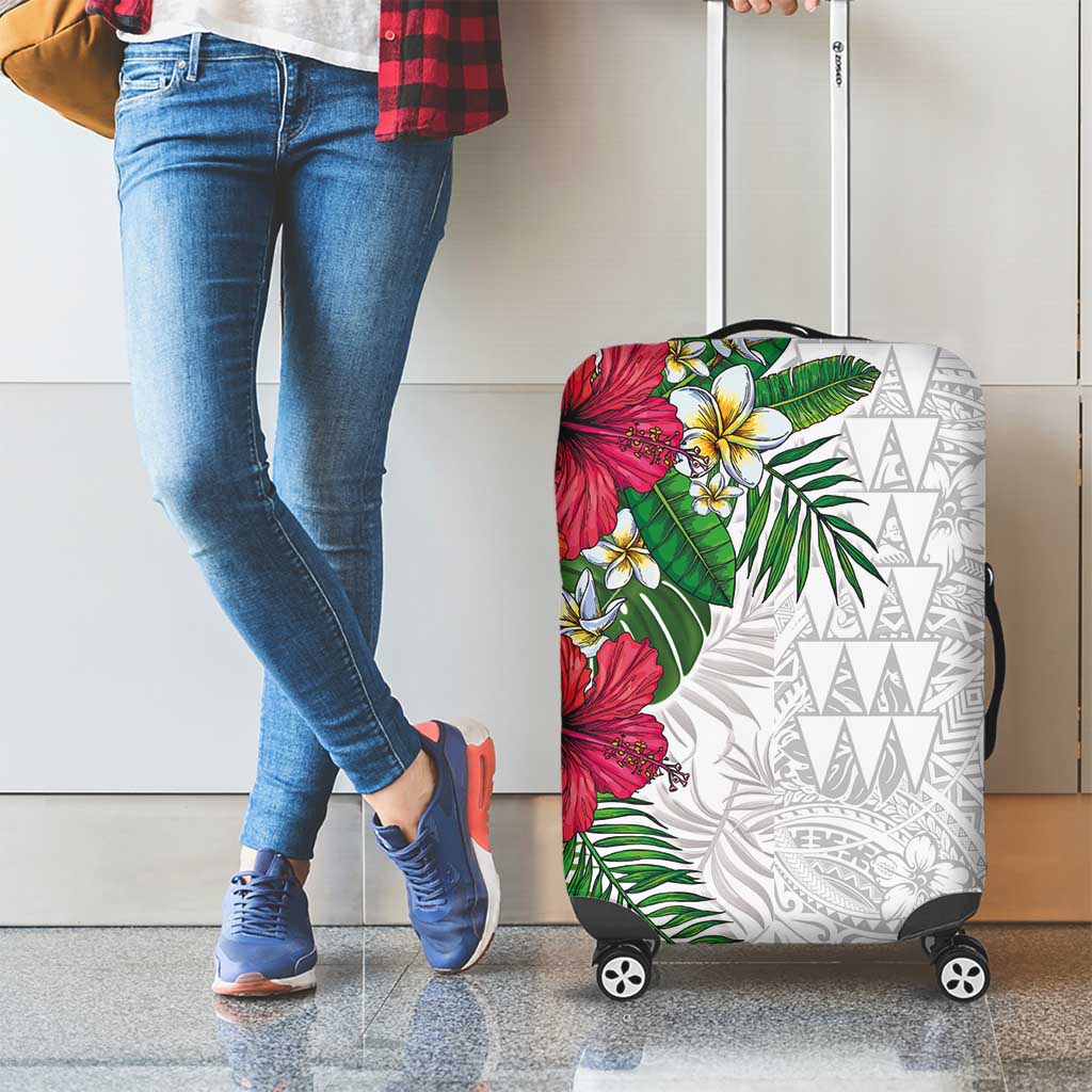 Hawaiian Tropical Plants Luggage Cover Kakau Tattoo and Polynesian Pattern Half White Color LT03 - Polynesian Pride