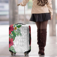 Hawaiian Tropical Plants Luggage Cover Kakau Tattoo and Polynesian Pattern Half White Color LT03 - Polynesian Pride