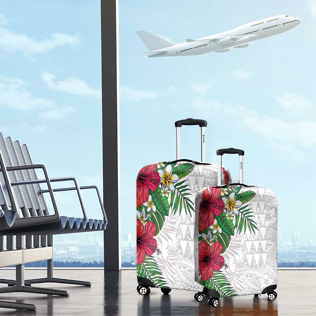 Hawaiian Tropical Plants Luggage Cover Kakau Tattoo and Polynesian Pattern Half White Color LT03 - Polynesian Pride