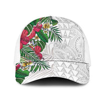 Hawaiian Tropical Plants Mesh Trucker Cap Kakau Tattoo and Polynesian Pattern Half Black White LT03 One Size White White - Polynesian Pride