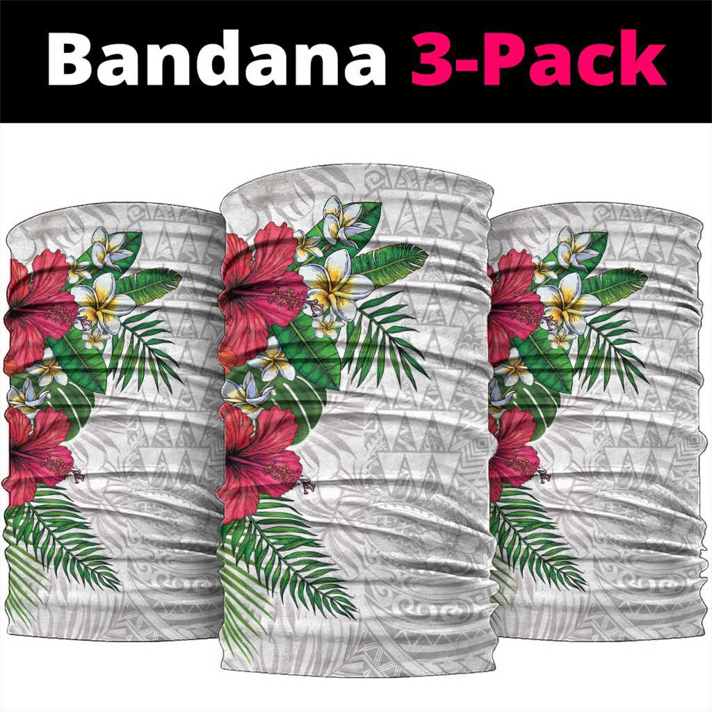 Hawaiian Tropical Plants Neck Gaiter Kakau Tattoo and Polynesian Pattern Half White Color LT03 package One Size: 25*50cm White - Polynesian Pride