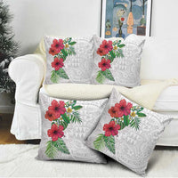 Hawaiian Tropical Plants Pillow Cover Kakau Tattoo and Polynesian Pattern Half White Color LT03 - Polynesian Pride