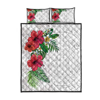 Hawaiian Tropical Plants Quilt Bed Set Kakau Tattoo and Polynesian Pattern Half White Color LT03 - Polynesian Pride