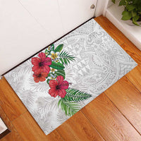 Hawaiian Tropical Plants Rubber Doormat Kakau Tattoo and Polynesian Pattern Half White Color LT03 - Polynesian Pride