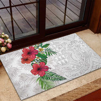 Hawaiian Tropical Plants Rubber Doormat Kakau Tattoo and Polynesian Pattern Half White Color LT03 - Polynesian Pride