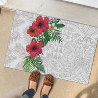 Hawaiian Tropical Plants Rubber Doormat Kakau Tattoo and Polynesian Pattern Half White Color LT03 - Polynesian Pride