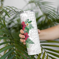 Hawaiian Tropical Plants Skinny Tumbler Kakau Tattoo and Polynesian Pattern Half White Color LT03 - Polynesian Pride