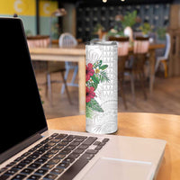 Hawaiian Tropical Plants Skinny Tumbler Kakau Tattoo and Polynesian Pattern Half White Color LT03 - Polynesian Pride