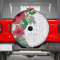 Hawaiian Tropical Plants Spare Tire Cover Kakau Tattoo and Polynesian Pattern Half White Color LT03 - Polynesian Pride