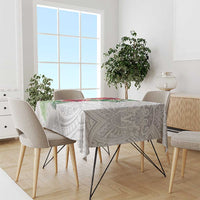Hawaiian Tropical Plants Tablecloth Kakau Tattoo and Polynesian Pattern Half White Color LT03 - Polynesian Pride