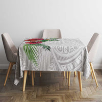 Hawaiian Tropical Plants Tablecloth Kakau Tattoo and Polynesian Pattern Half White Color LT03 - Polynesian Pride