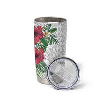 Hawaiian Tropical Plants Tumbler Cup Kakau Tattoo and Polynesian Pattern Half White Color LT03 - Polynesian Pride