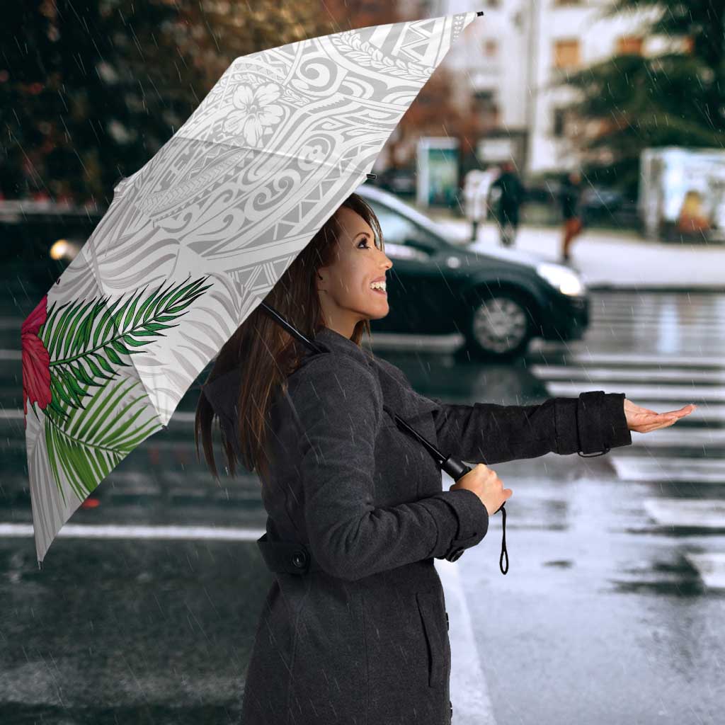 Hawaiian Tropical Plants Umbrella Kakau Tattoo and Polynesian Pattern Half White Color LT03 - Polynesian Pride