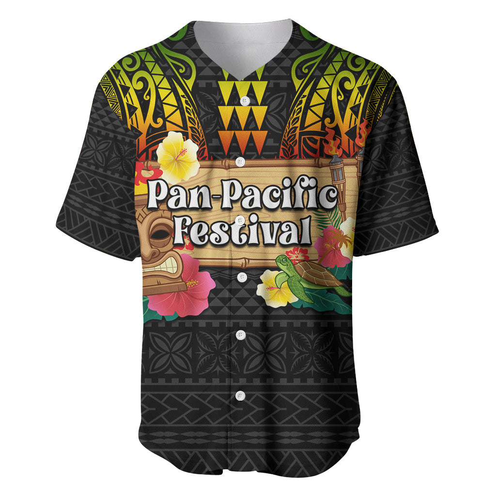 Hawaii Pan-Pacific Festival Baseball Jersey Hawaiian Elements and Polynesian Tattoo