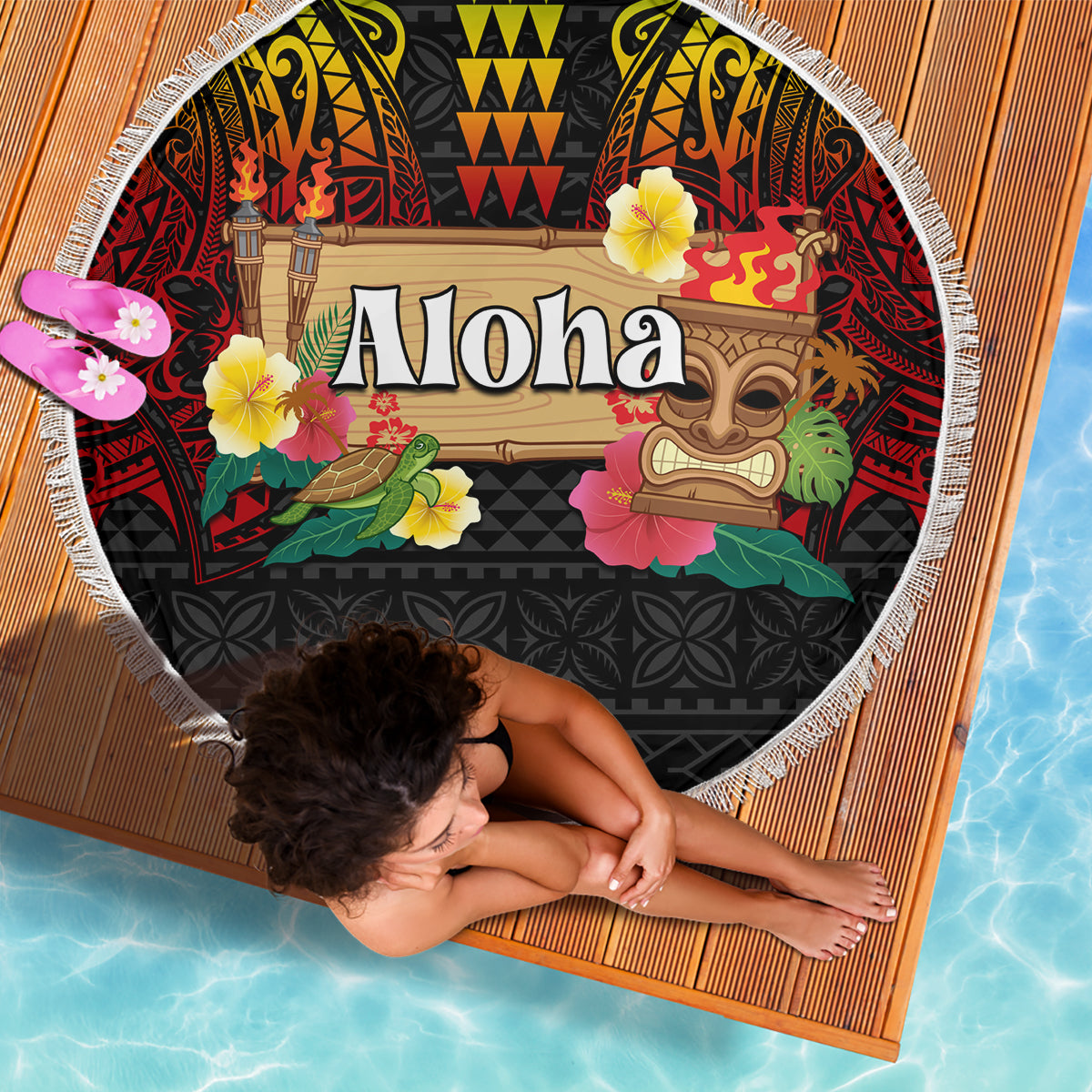Hawaiian Elements and Polynesian Tattoo Beach Blanket LT03 - Polynesian Pride