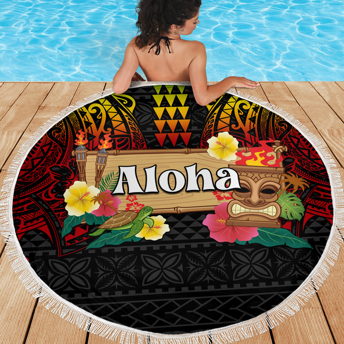 Hawaiian Elements and Polynesian Tattoo Beach Blanket LT03 - Polynesian Pride