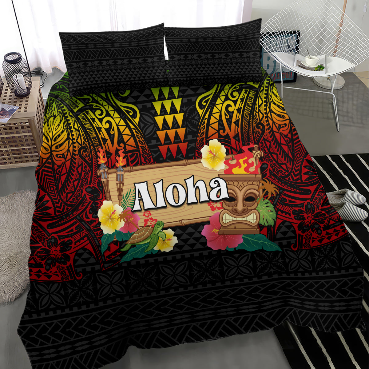 Hawaiian Elements and Polynesian Tattoo Bedding Set LT03 - Polynesian Pride