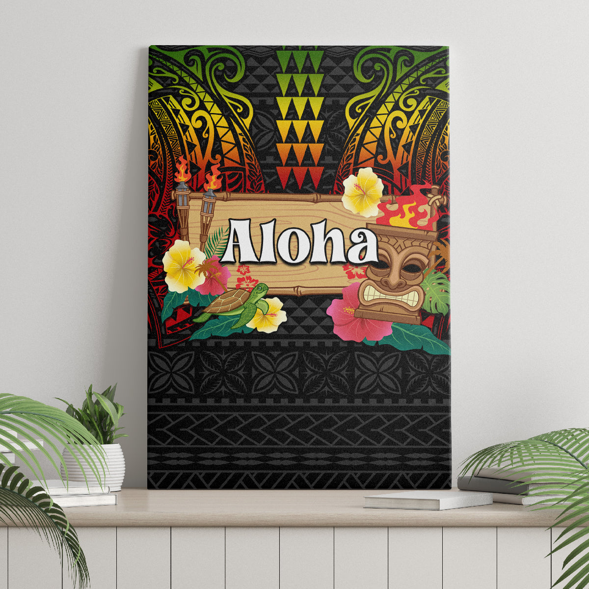 Hawaiian Elements and Polynesian Tattoo Canvas Wall Art LT03 - Polynesian Pride