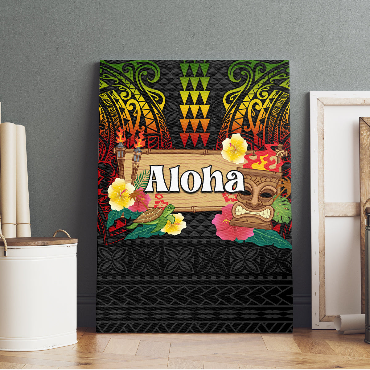 Hawaiian Elements and Polynesian Tattoo Canvas Wall Art LT03 - Polynesian Pride