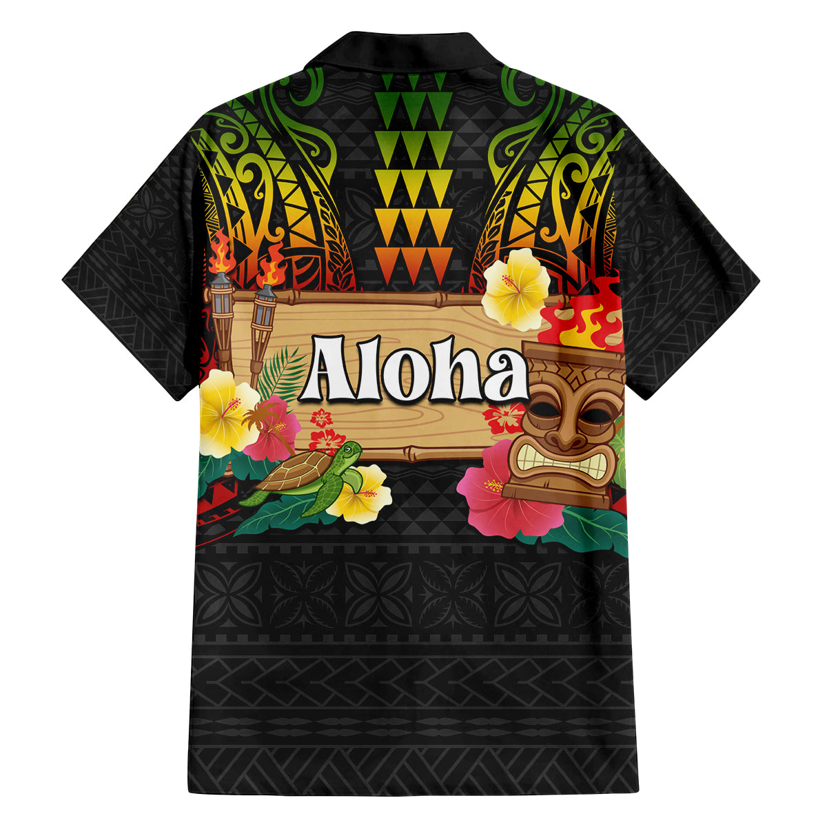 Hawaiian Elements and Polynesian Tattoo Family Matching Long Sleeve Bodycon Dress and Hawaiian Shirt LT03 - Polynesian Pride