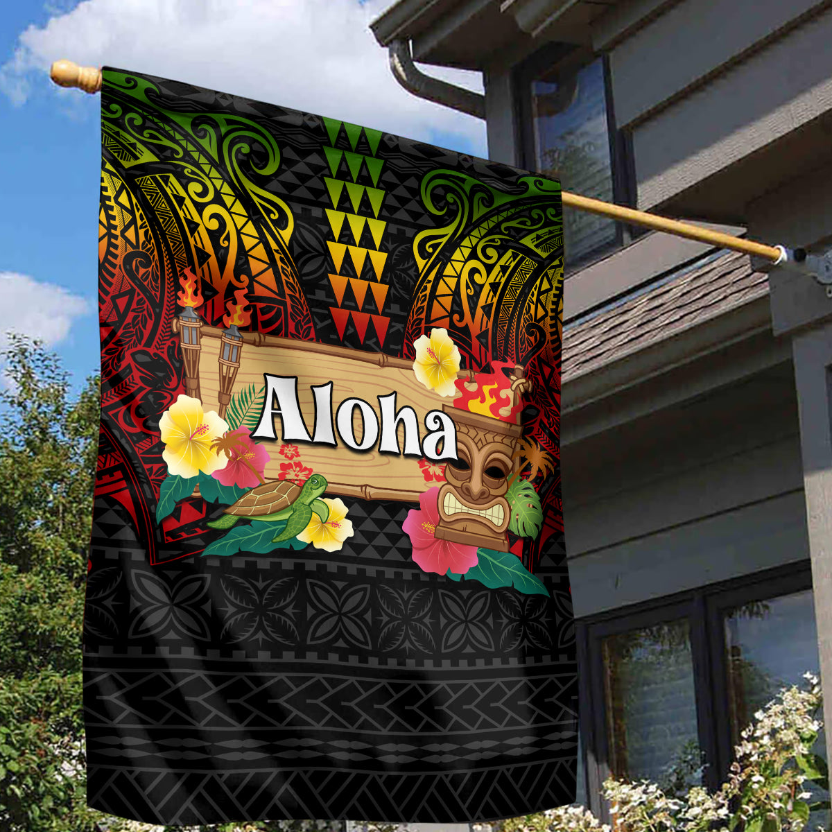 Hawaiian Elements and Polynesian Tattoo Garden Flag LT03 - Polynesian Pride