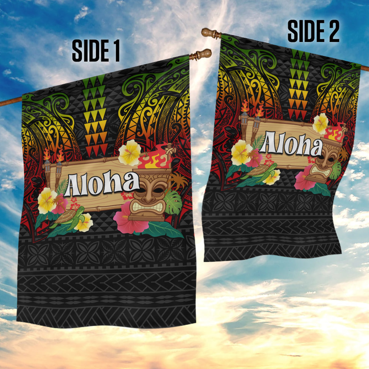 Hawaiian Elements and Polynesian Tattoo Garden Flag LT03 - Polynesian Pride