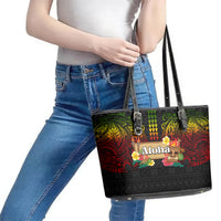Hawaiian Elements and Polynesian Tattoo Leather Tote Bag LT03 - Polynesian Pride