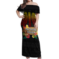 Hawaiian Elements and Polynesian Tattoo Off Shoulder Maxi Dress LT03 Women Black - Polynesian Pride