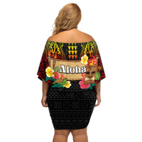 Hawaiian Elements and Polynesian Tattoo Off Shoulder Short Dress LT03 - Polynesian Pride