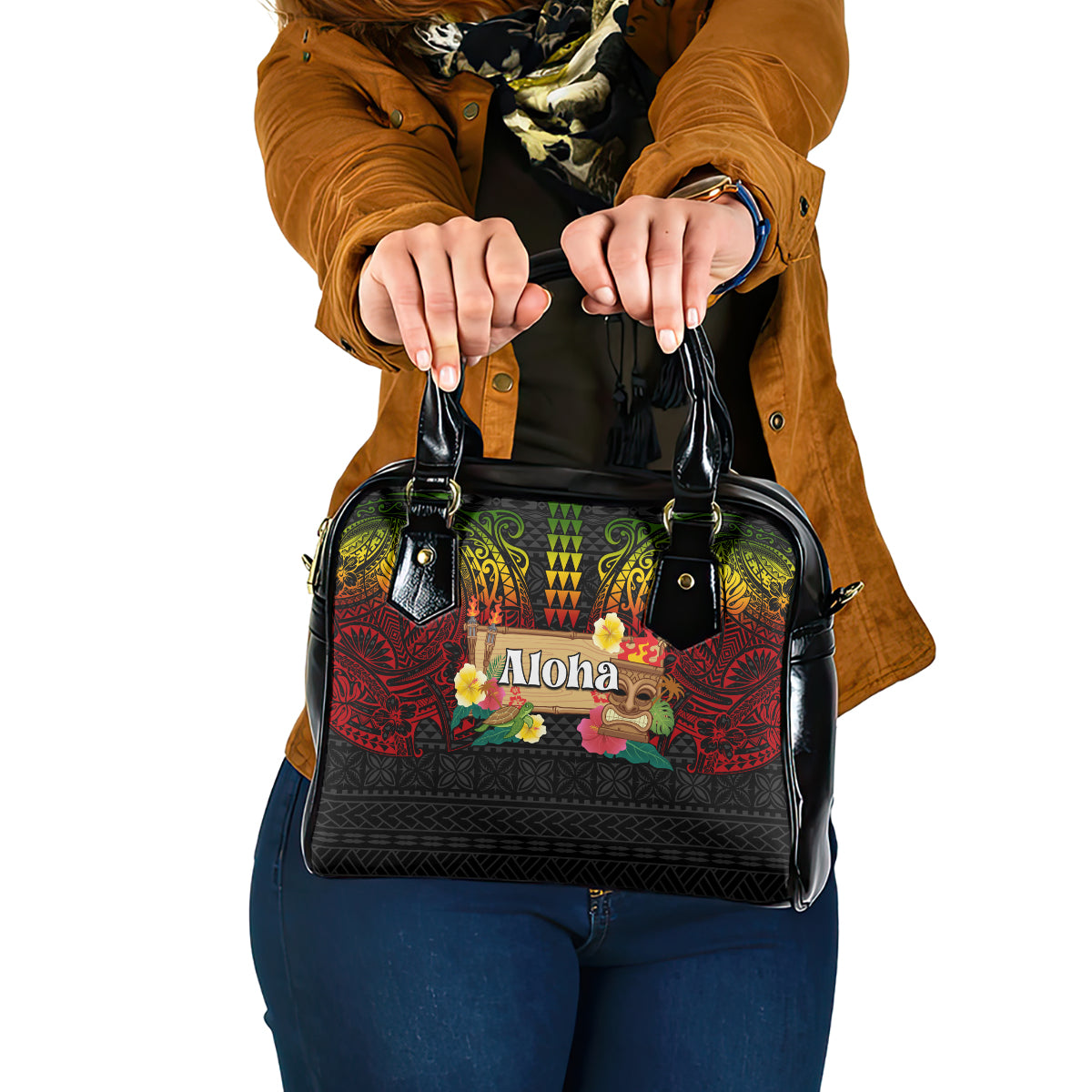 Hawaiian Elements and Polynesian Tattoo Shoulder Handbag LT03 One Size Black - Polynesian Pride