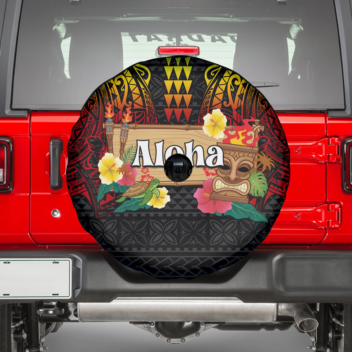 Hawaiian Elements and Polynesian Tattoo Spare Tire Cover LT03 - Polynesian Pride