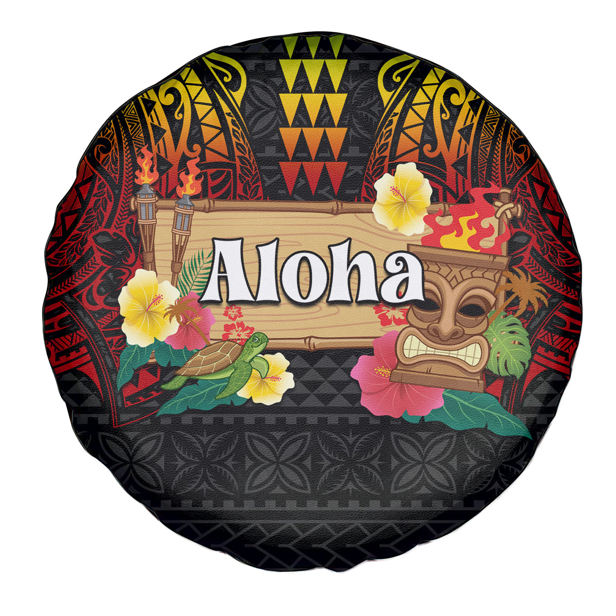 Hawaiian Elements and Polynesian Tattoo Spare Tire Cover LT03 - Polynesian Pride