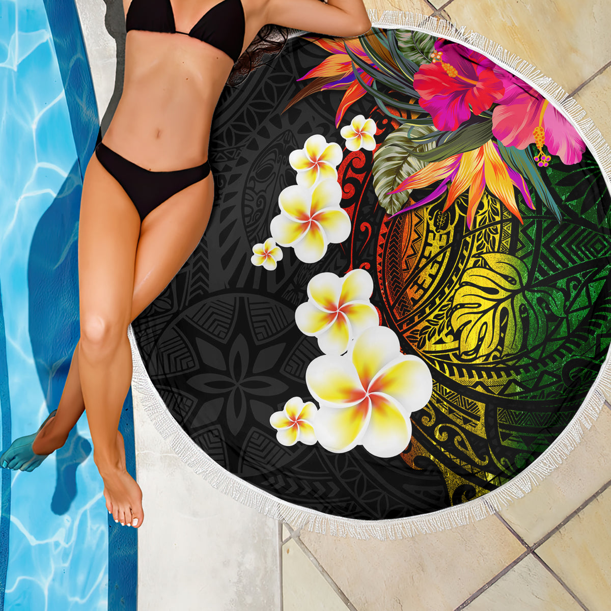 Hawaii Plumeria Beach Blanket Polynesian Tattoo and Hibiscus LT03 - Polynesian Pride