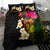 Hawaii Plumeria Bedding Set Polynesian Tattoo and Hibiscus