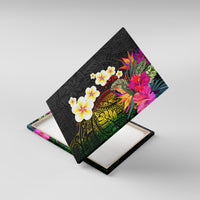 Hawaii Plumeria Canvas Wall Art Polynesian Tattoo and Hibiscus LT03 With Frame Black - Polynesian Pride