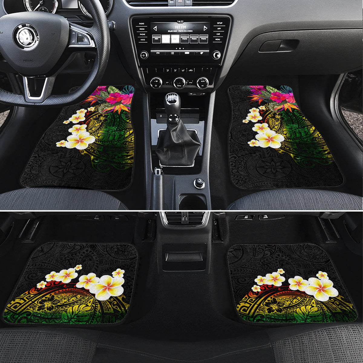 Hawaii Plumeria Car Mats Polynesian Tattoo and Hibiscus