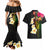 Hawaii Plumeria Couples Matching Mermaid Dress and Hawaiian Shirt Polynesian Tattoo and Hibiscus